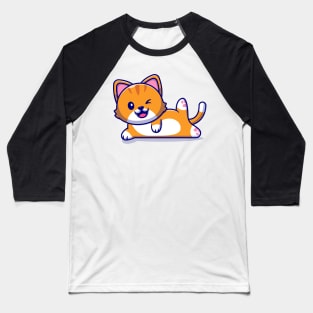 Cute Cat Yoga Pose Cartoon Baseball T-Shirt